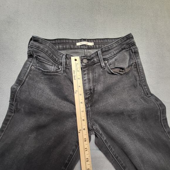 Levis Jeans Womens 6 Black Mid Rise Skinny Distressed Stretch Denim - Picture 7 of 10